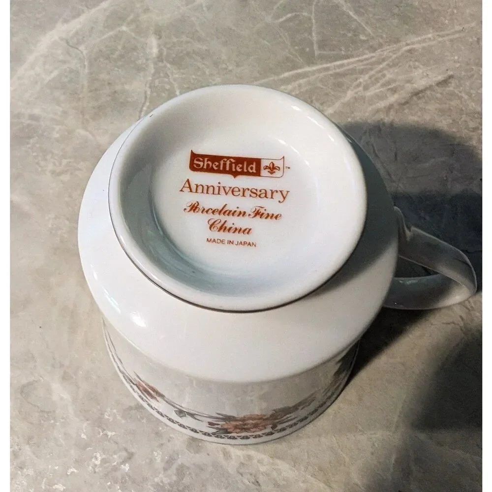 Vintage Sheffield Anniversary Tea Cups Pair Set 2 Replacement Fine China Japan